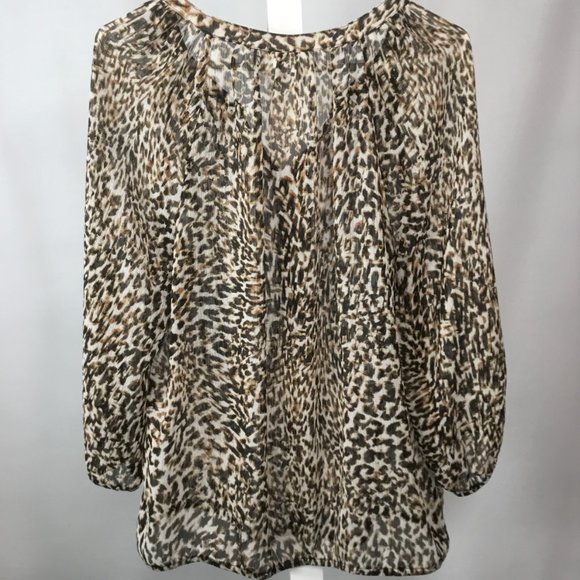 Liz Claiborne Sheer Leopard Print Blouse - Picture 3 of 3